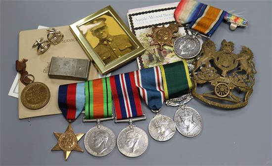 Redmonds family medals: WWI trio and WWII group of five medals, badges etc.